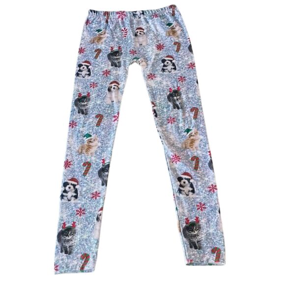 Christmas Dog & Cat Fleece Leggings | Cozy Holiday S/M - Picture 2 of 8